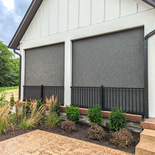 outdoor patio motorized shades installed by Ventana Outdoor Shades & Awnings in Houston, TX